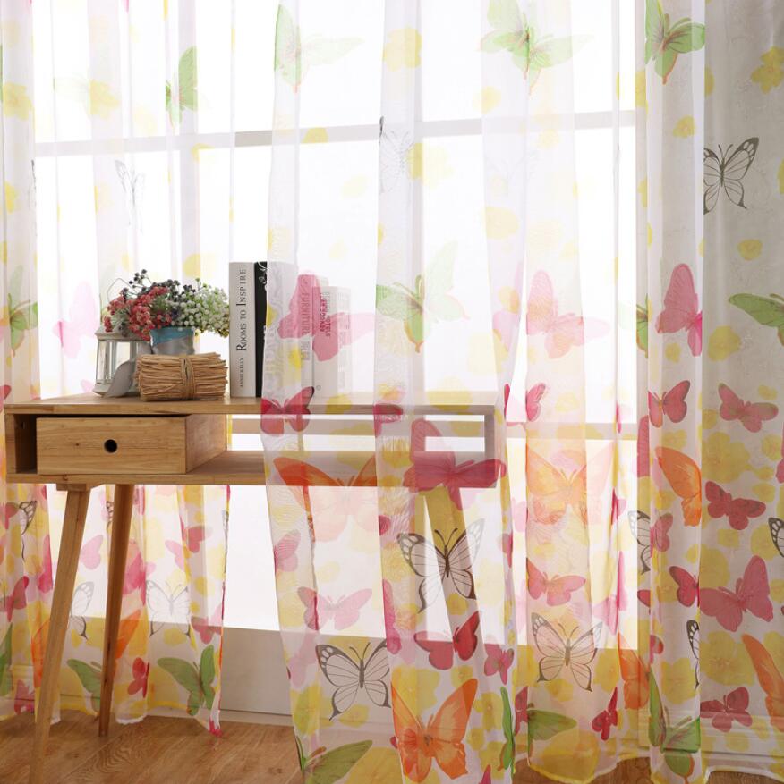 Romantic Butterfly Print Window Curtains Room Divider For Living Room Bedroom Home Decor