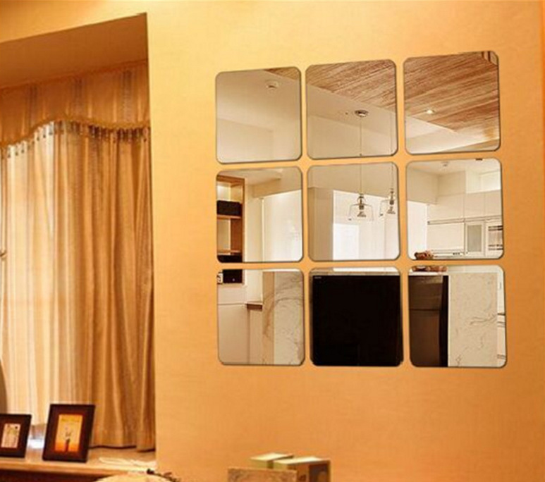 6PCS 3D Mirror Square Vinyl Removable Wall Sticker Decal Home Decor Art DIY Wall Stickers