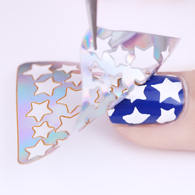 6/12/24 Sheets Nail Art Hollow Laser Sticker Gel Polish Nail Vinyl Tip Guide Template Nail Kit view 6