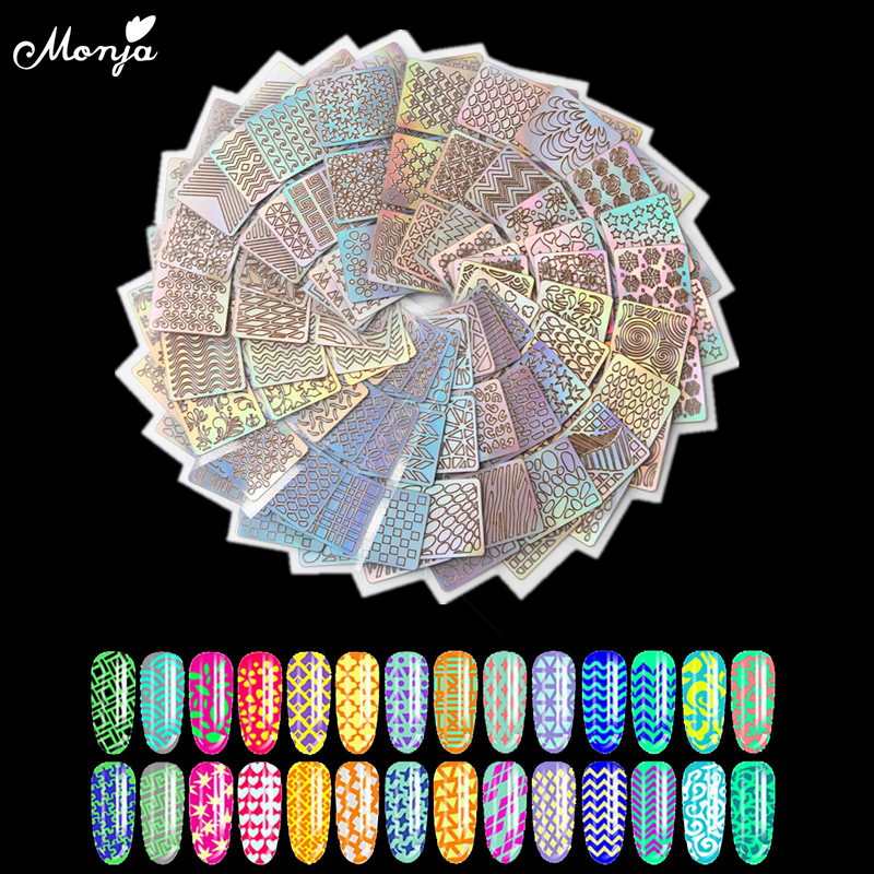 6/12/24 Sheets Nail Art Hollow Laser Sticker Gel Polish Nail Vinyl Tip Guide Template Nail Kit view 4