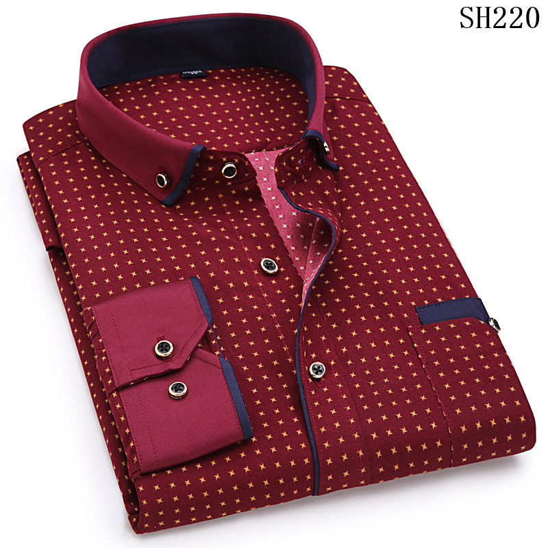 Men Fashion Long Sleeve Printed Shirts Slim Fit Male Social Business Dress Shirt Brand Men Clothing