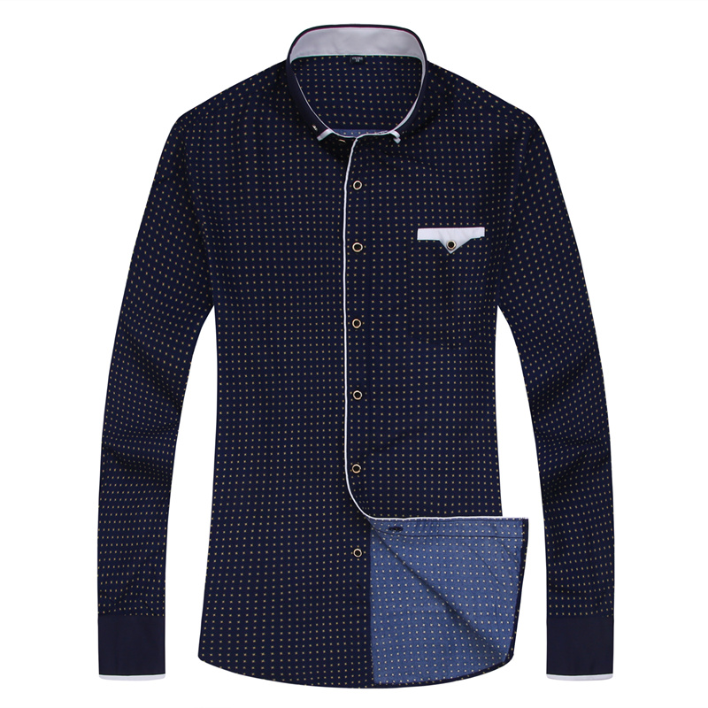 Men Fashion Long Sleeve Printed Shirts Slim Fit Male Social Business Dress Shirt Brand Men Clothing