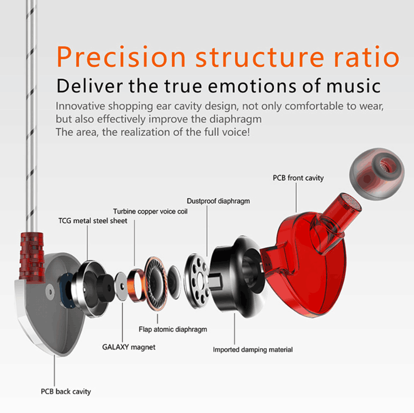 QKZ Wired Earphones for Phone In Ear Earphones Hifi  for iPhone Xiaomi Smart Phones