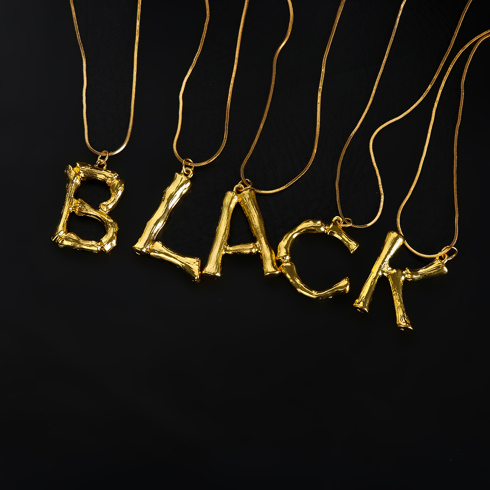 Initial Letters Necklace Women Gold Chain Fashion Long Necklaces Big Pendant Boho Statement Necklace