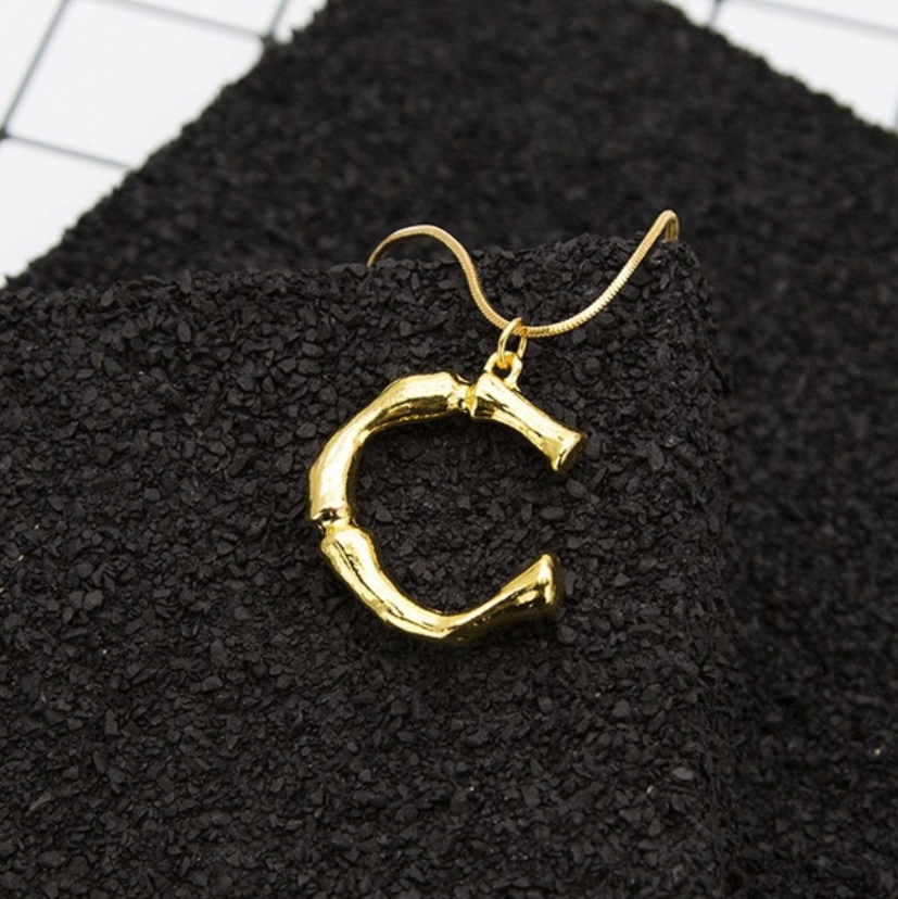 Initial Letters Necklace Women Gold Chain Fashion Long Necklaces Big Pendant Boho Statement Necklace