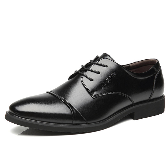 New Pure Leather Shoes Men Lace-Up Business Dress Men Oxfords Shoes Male Formal Shoes