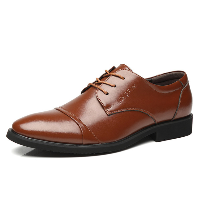 New Pure Leather Shoes Men Lace-Up Business Dress Men Oxfords Shoes Male Formal Shoes
