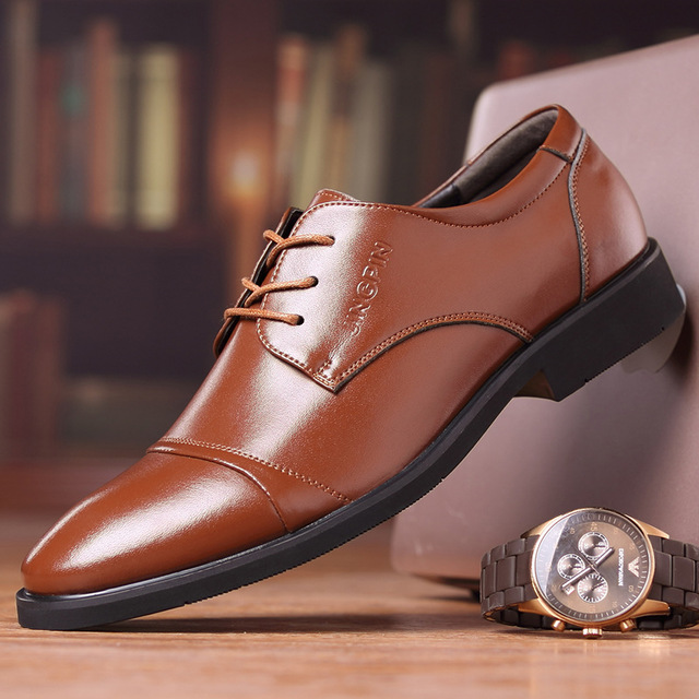 New Pure Leather Shoes Men Lace-Up Business Dress Men Oxfords Shoes Male Formal Shoes