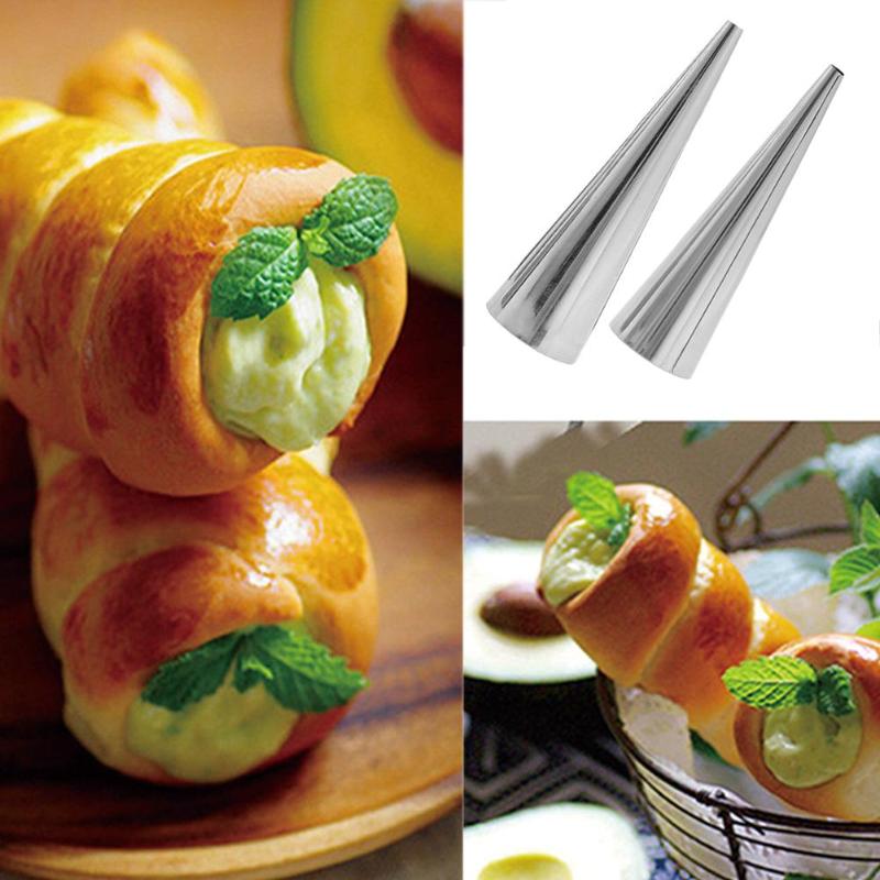 8Pcs Conical Tube Cone Roll Mold Stainless Steel Spiral Croissants Mold Pastry Horn Cake Bread Molds