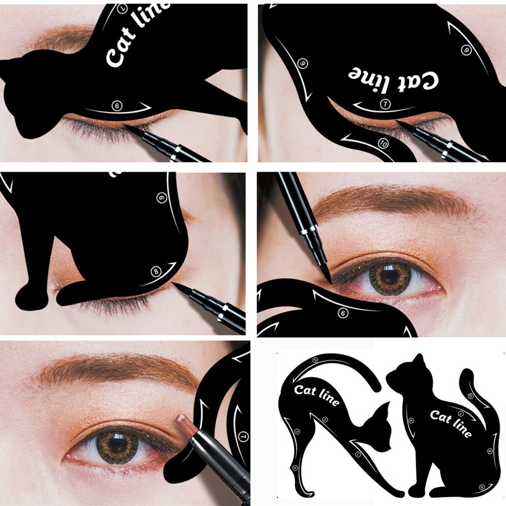 2Pcs Eye Liner Makeup Cat Eye Eyeliner New Eyeliner Stencil Models Eyebrow Eye Liner Template Tool