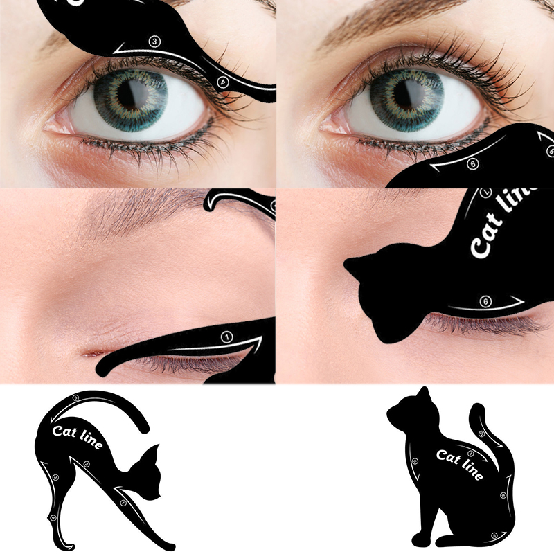 2Pcs Eye Liner Makeup Cat Eye Eyeliner New Eyeliner Stencil Models Eyebrow Eye Liner Template Tool view 2
