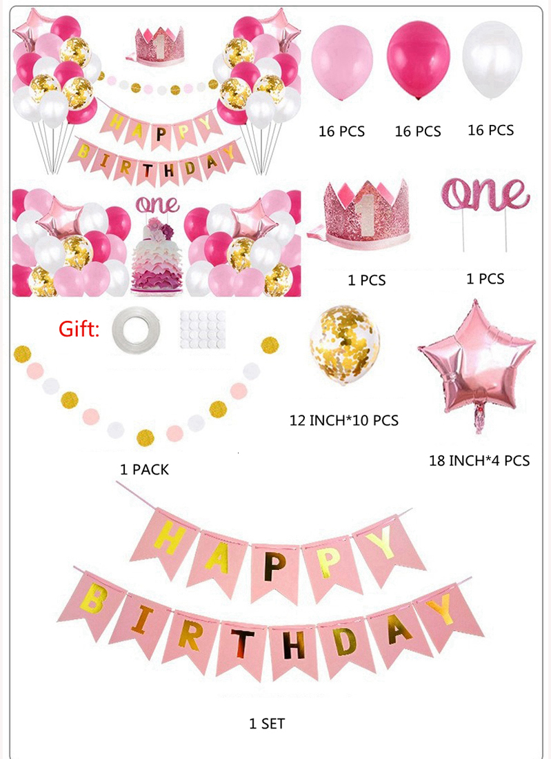 Happy Birthday Balloons Combination Latex Baby Shower Ballons Decoration Set Birthday Party Supplies