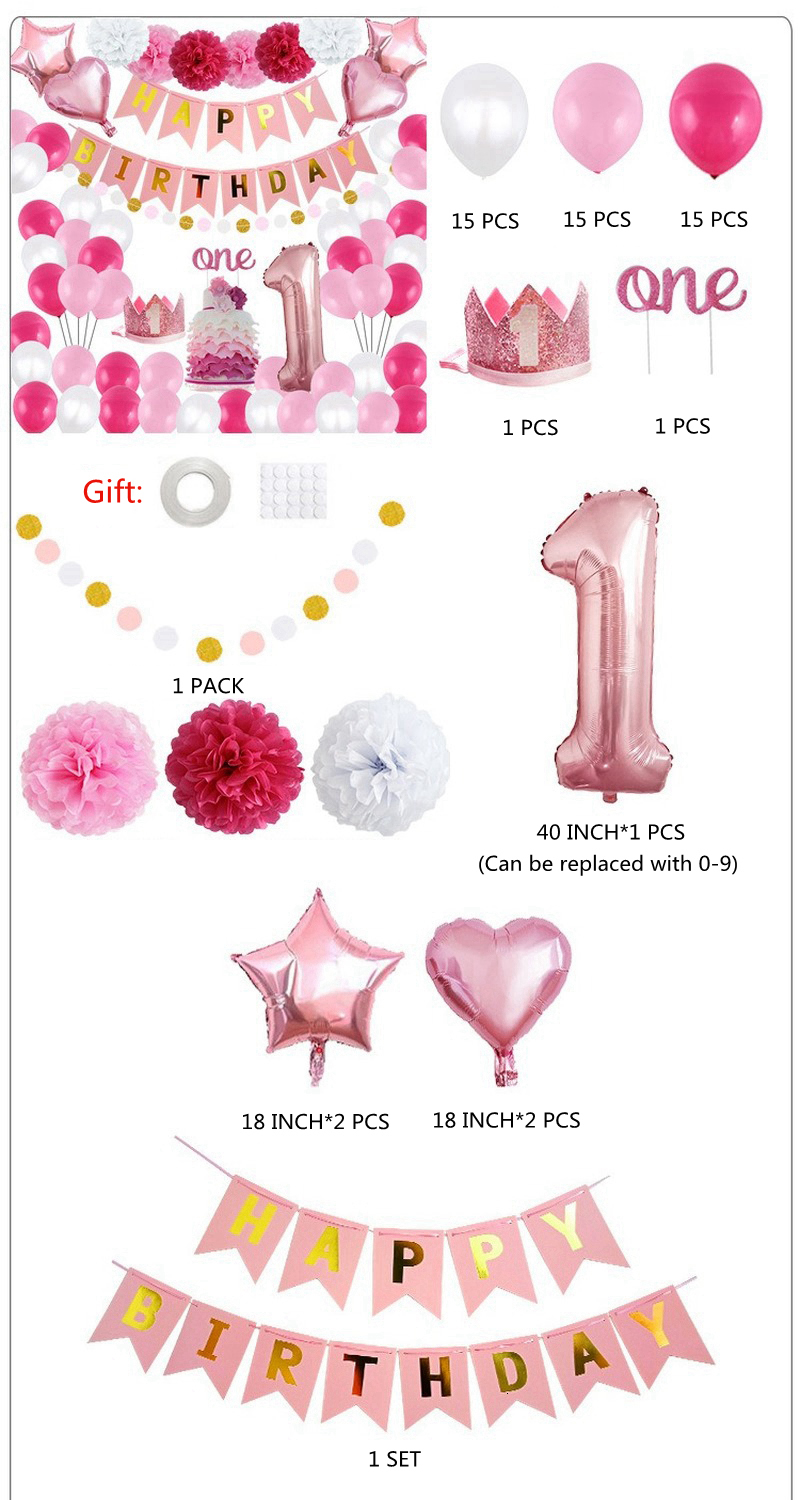 Happy Birthday Balloons Combination Latex Baby Shower Ballons Decoration Set Birthday Party Supplies