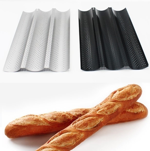 French Bread Baking Mold Bread Wave Baking Tray Cake Baguette Mold Pans 2/3/4 Groove Waves Baking