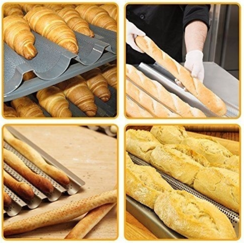 French Bread Baking Mold Bread Wave Baking Tray Cake Baguette Mold Pans 2/3/4 Groove Waves Baking