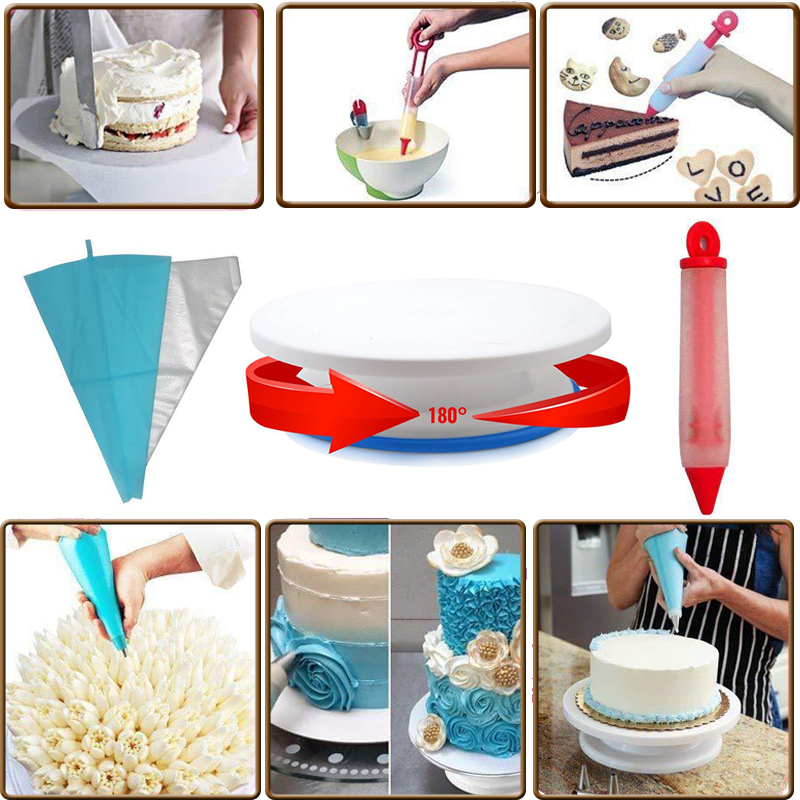 106Pcs Multifunction Cake Turntable Set Cake Decorating Kit Pastry Tube Fondant Tool Dessert Baking