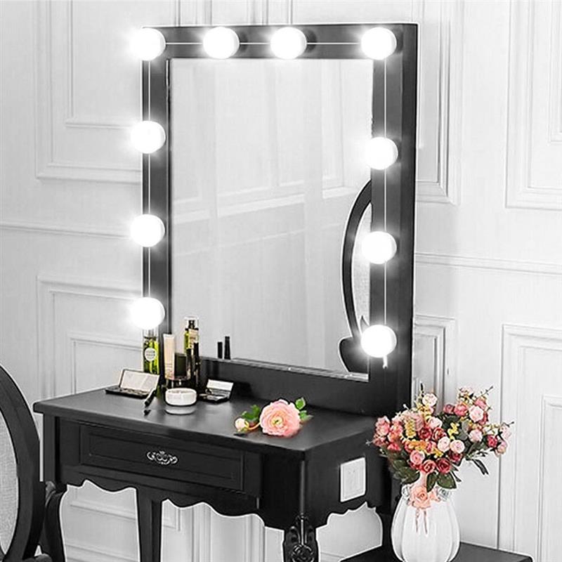 10 LEDs Bulb Makeup Mirror Light Dimmable 3 Mode LED Vanity Mirror Lamp Headlight Dresser Lamp