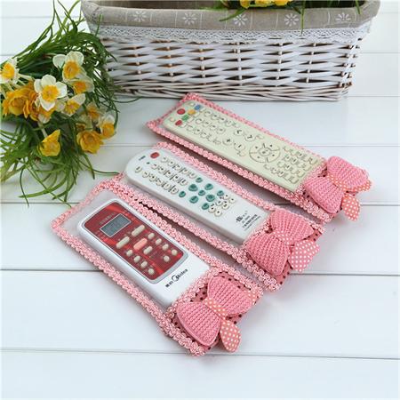 3PCs Rural Fabric And Lace Video Home TV Air Condition Remote Controler Protector Case Cover