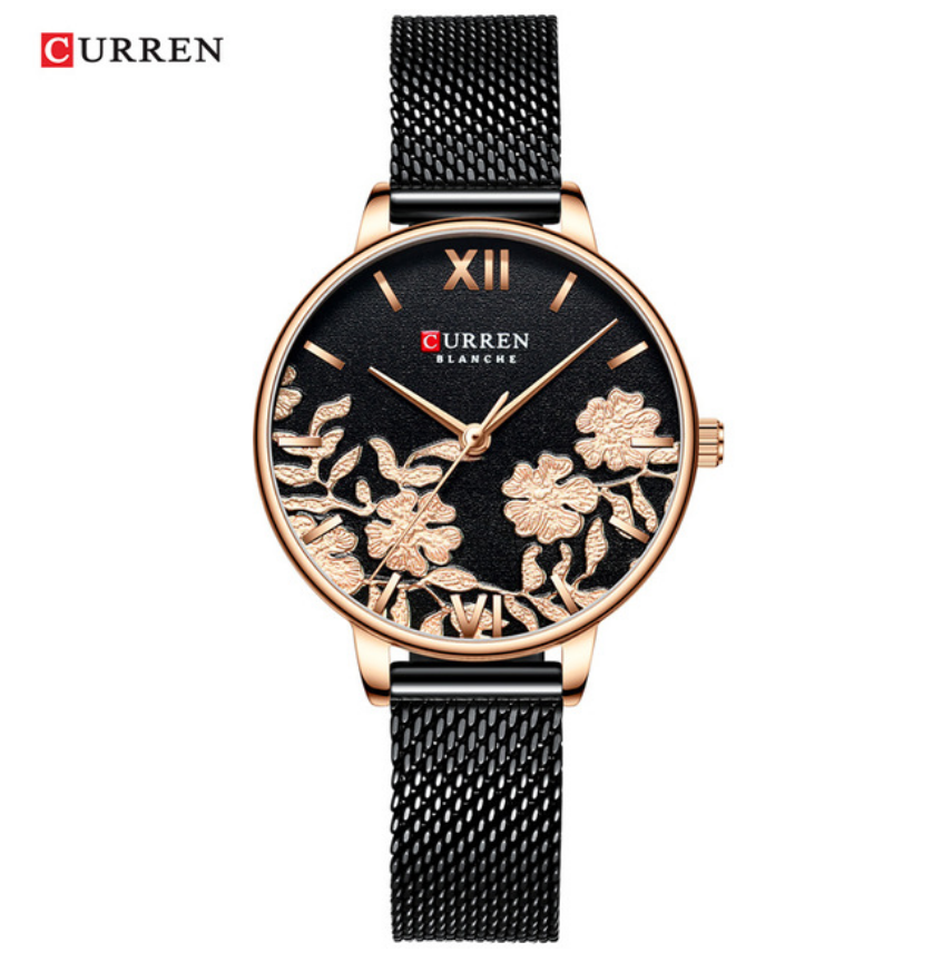 CURREN Women's Watches Top Brand Luxury Stainless Steel Strap Wristwatch Rose Clock Watch Sales