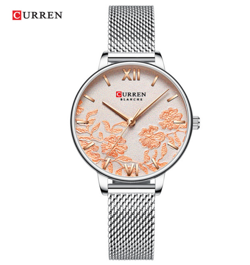 CURREN Women's Watches Top Brand Luxury Stainless Steel Strap Wristwatch Rose Clock Watch Sales