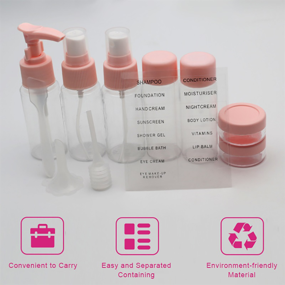 11pcs/Set Portable Spray Refillable Bottles Kit Cream Lotion Makeup Container Travel Spray Bottles