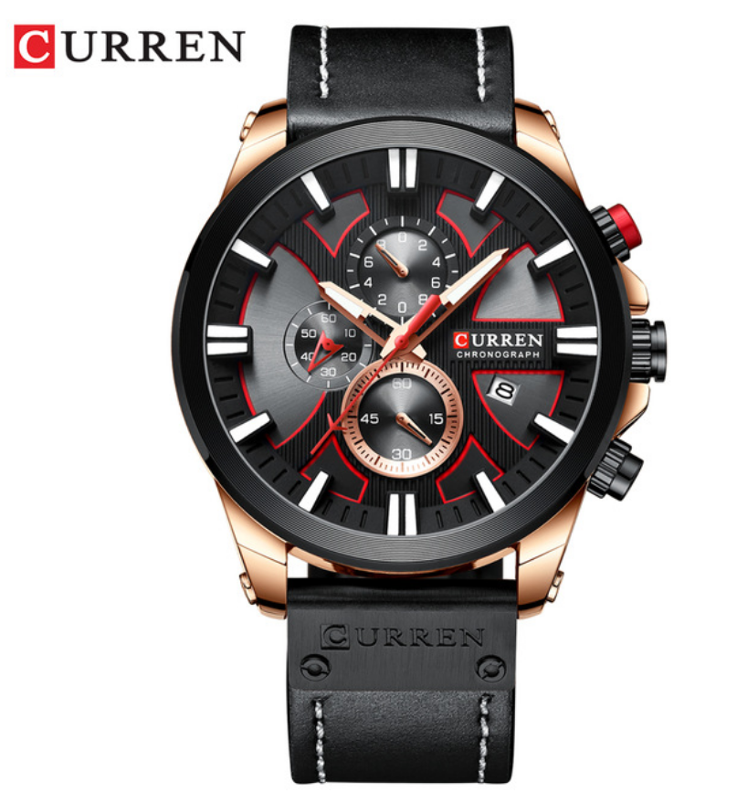 CURREN Watch Chronograph Sport Men's Watches Quartz Clock Leather Male Wristwatch Gift Sales