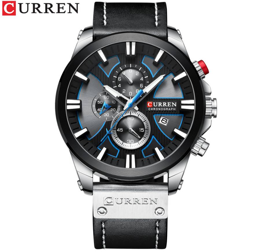 CURREN Watch Chronograph Sport Men's Watches Quartz Clock Leather Male Wristwatch Gift Sales