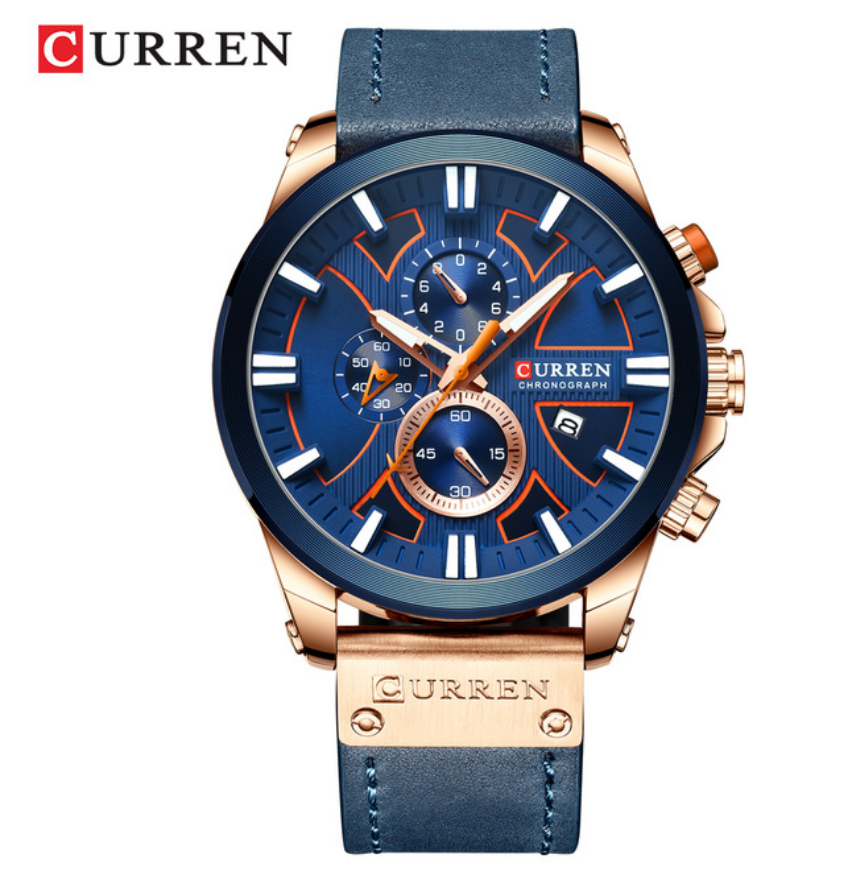 CURREN Watch Chronograph Sport Men's Watches Quartz Clock Leather Male Wristwatch Gift Sales