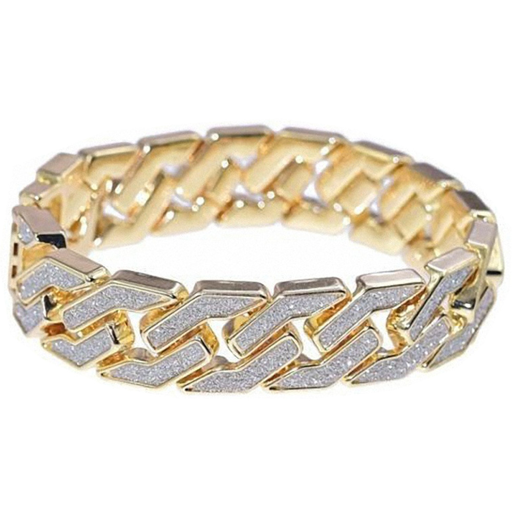 2Pcs/Set Men Bling Iced Out Paved Men's Watches + Glitter Cuban Bracelets Hip Hop Jewelry Gift