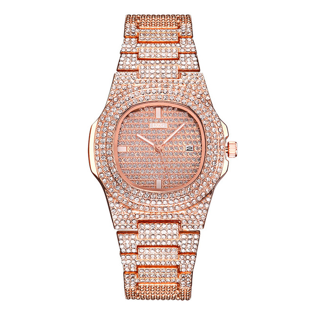 Hot Rose Gold Women's Watches Stainless Steel Band Watch Fashion Quartz Gold Watch Crystal Diamond