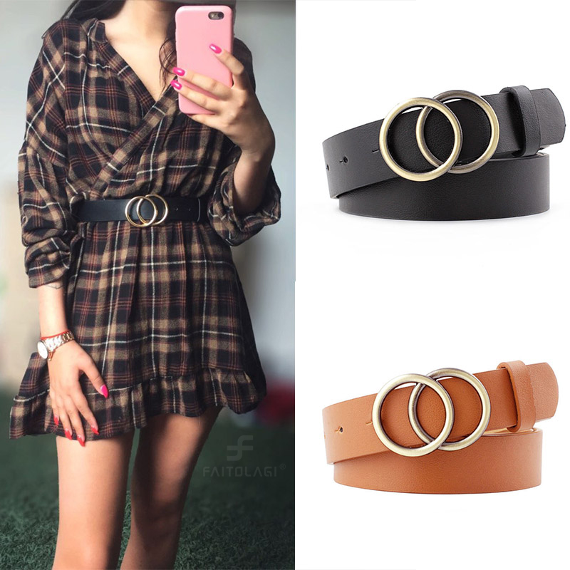 New Fashion Round Buckle Belts Women Casual Belt Ladies Jeans With Dress Belt For Trousers