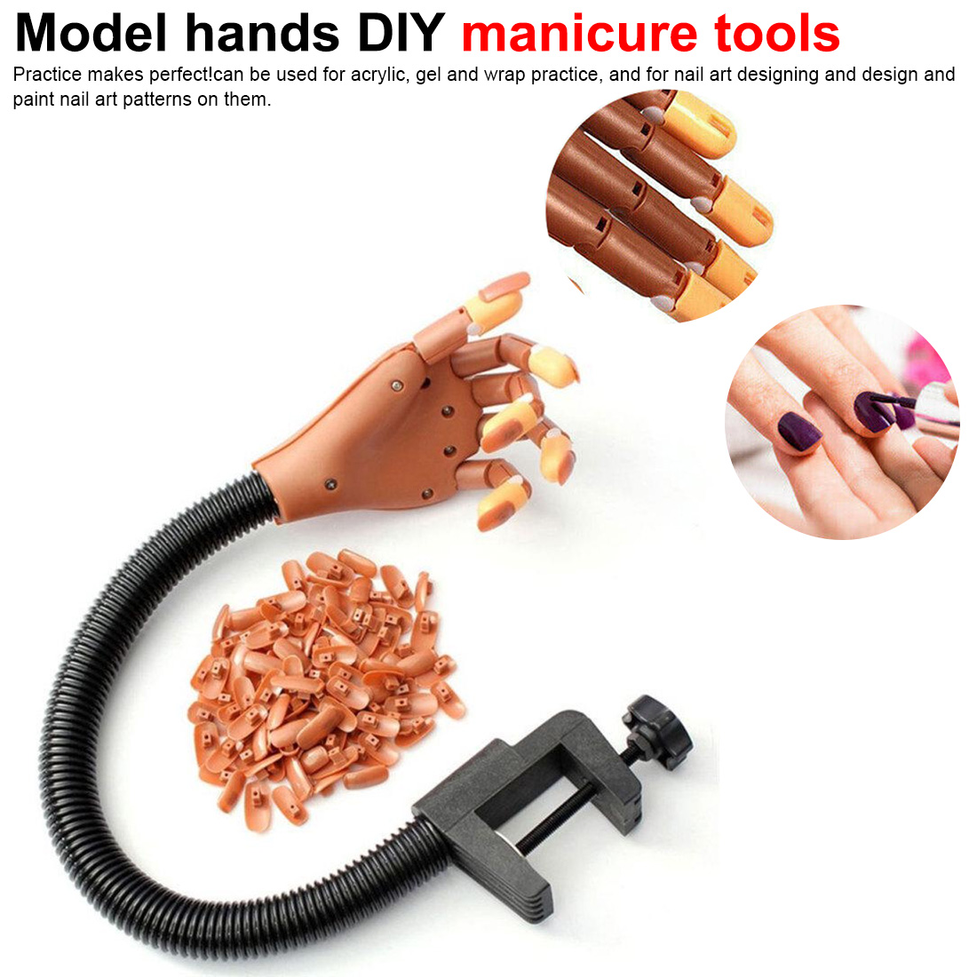Professional Practice Hand Nail Tips Nail Art Hands MannequinAdjustable Nail Art Model Hand Manicure view 2