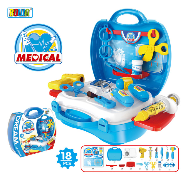 Kids Suitcase Toys Doctor Kitchen Make Up Set Toys With Hard Case Xmas Birthday Gifts Role Playsets