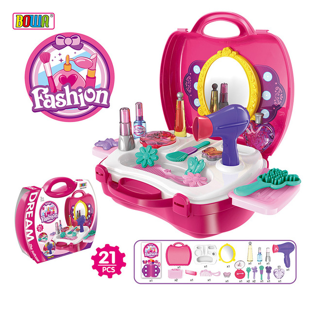 Kids Suitcase Toys Doctor Kitchen Make Up Set Toys With Hard Case Xmas Birthday Gifts Role Playsets