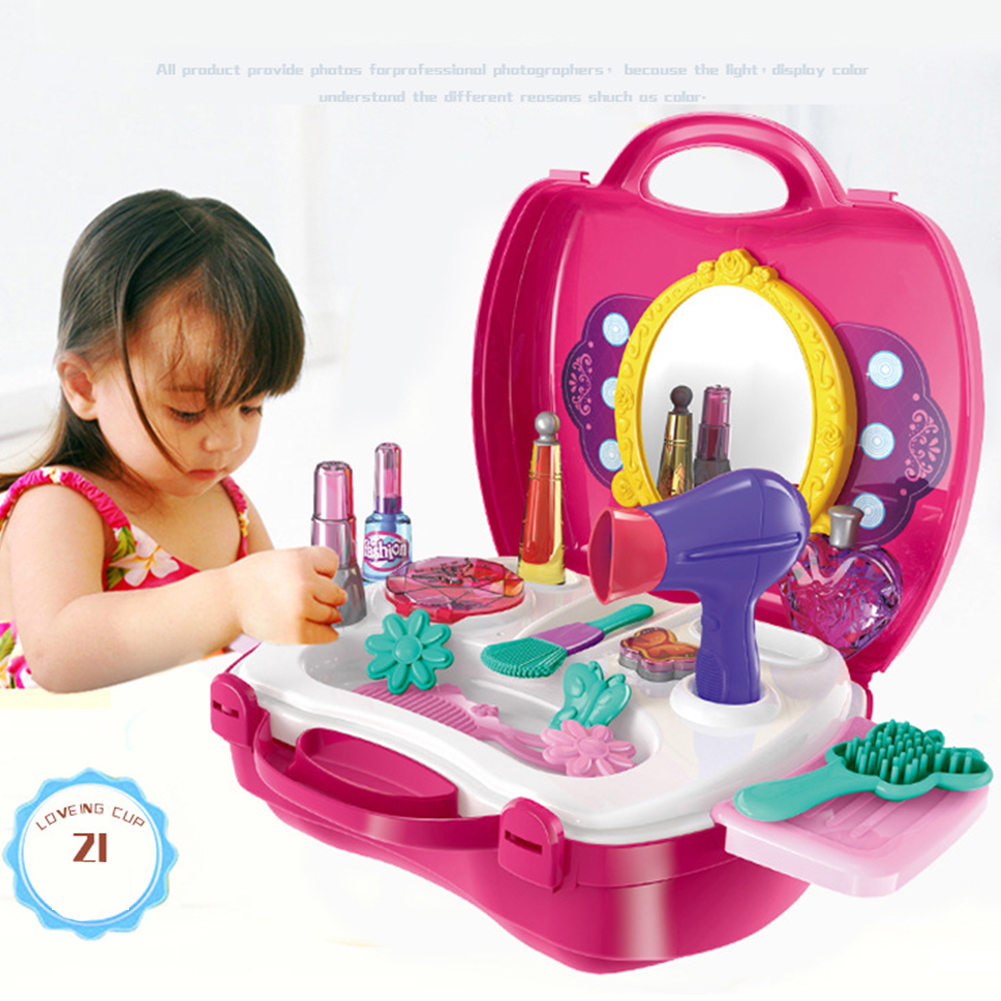 Kids Suitcase Toys Doctor Kitchen Make Up Set Toys With Hard Case Xmas Birthday Gifts Role Playsets