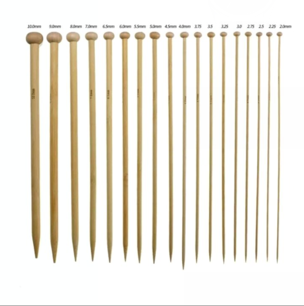 M&amp;J New 36pcs Bamboo Straight Knitting Needles Set Sewing Set Making Sweaters Scarves Tools