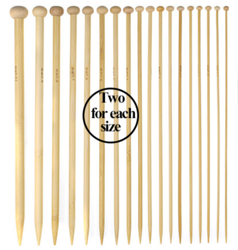 M&amp;J New 36pcs Bamboo Straight Knitting Needles Set Sewing Set Making Sweaters Scarves Tools