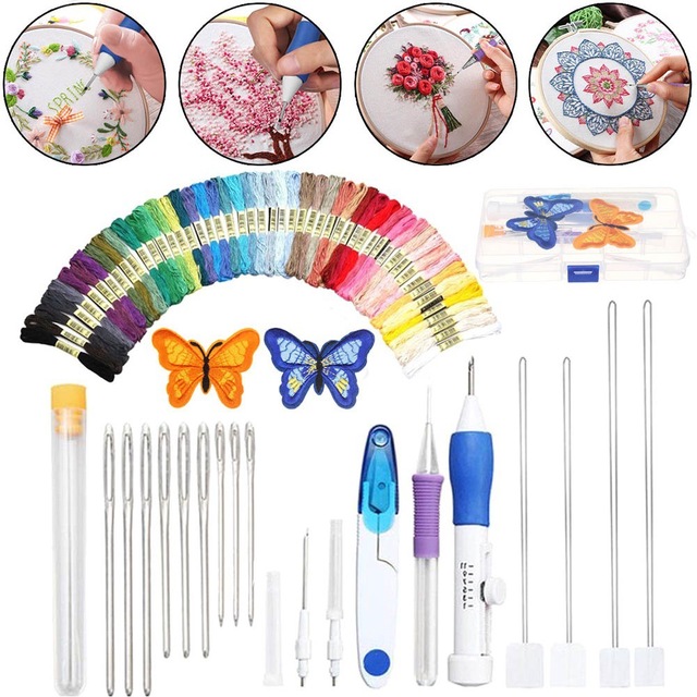 DIY Magic Embroidery Stitching Punch Needle Tool Stitching Punch Pen Sets DIY Craft Sewing Tool