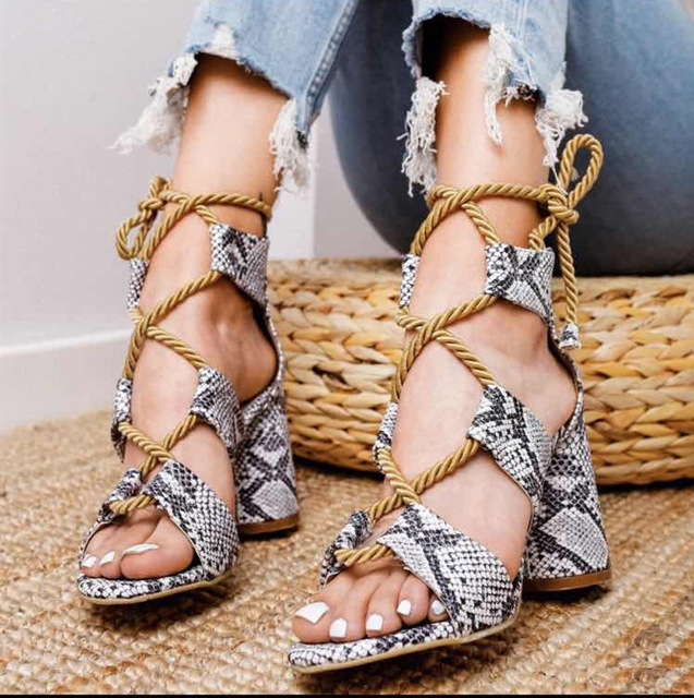 Women Pumps Lace Up High Heels Women Gladiator Sandals Party Wedding Shoes Women Sandals Thick Heels
