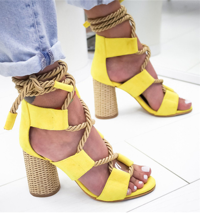 Women Pumps Lace Up High Heels Women Gladiator Sandals Party Wedding Shoes Women Sandals Thick Heels
