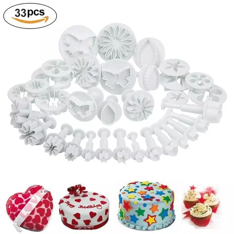 33Pcs Fondant Cake Mold Cookie Biscuit Baking Mould DIY 3D Bakeware Sets Cake Decor Kitchen Tool