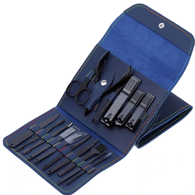 16Pcs Nail Cutter Stainless Steel Scissors Grooming kit Art Cuticle Tools Nail Clipper Manicure Set Macaron Set