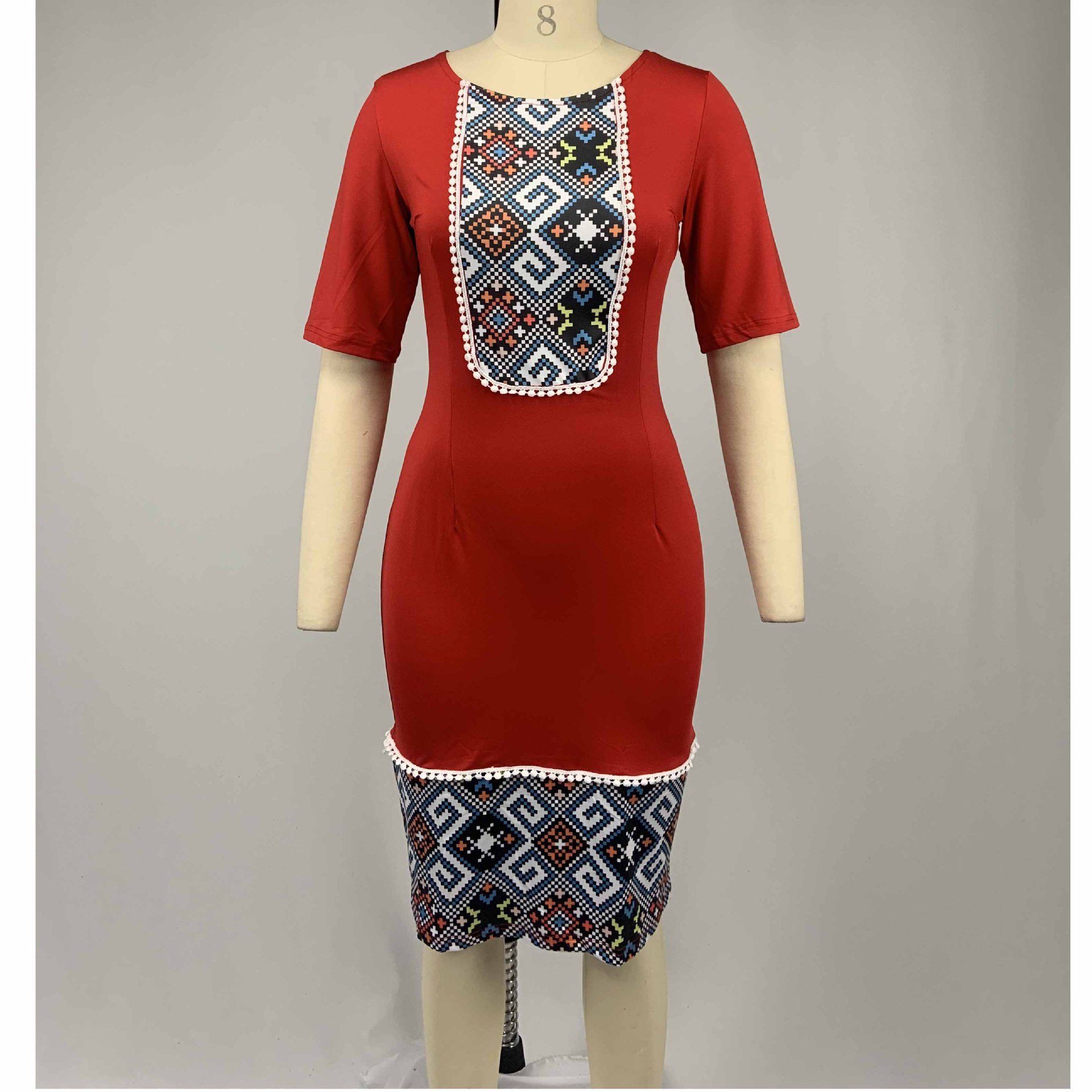 New Dresses Women Casual Dresses Plus Size Ethnic Print Office Pencil Bodycon Dress Sexy Party Dress