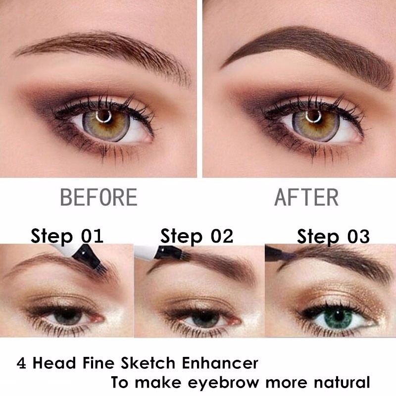 New Waterproof Natural Eyebrow Pen Four-claw Eye Brow Tint Fork Tip Eyebrow Tattoo Pencil Makeup view 5