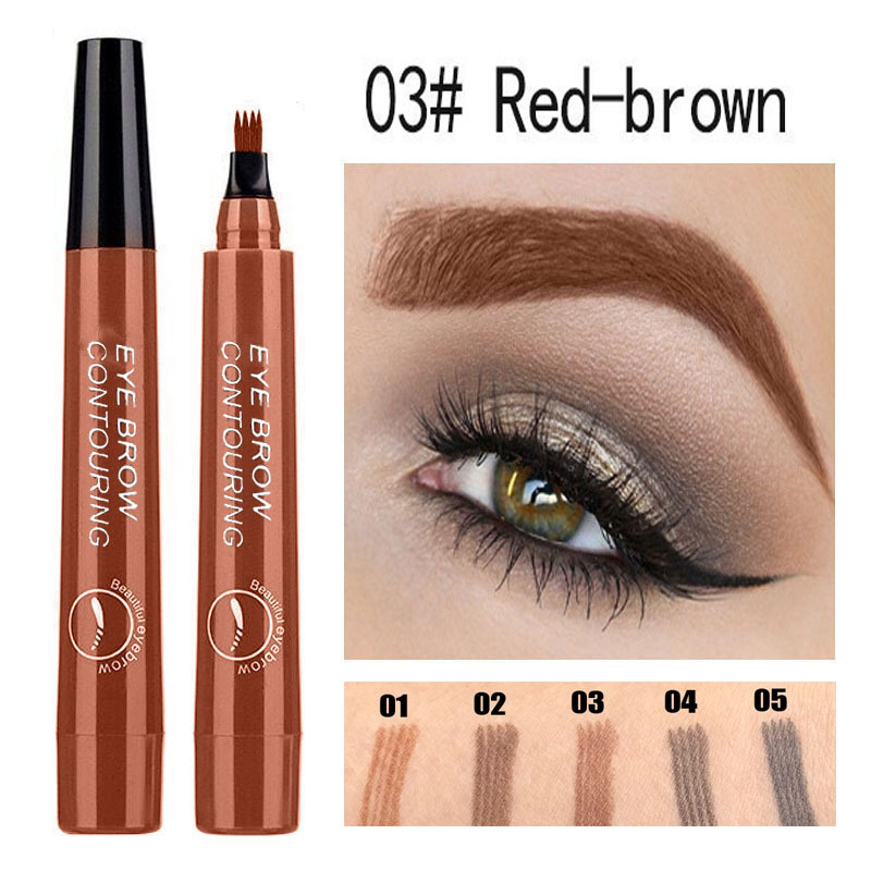New Waterproof Natural Eyebrow Pen Four-claw Eye Brow Tint Fork Tip Eyebrow Tattoo Pencil Makeup view 7