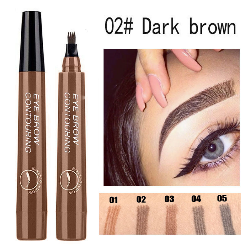 New Waterproof Natural Eyebrow Pen Four-claw Eye Brow Tint Fork Tip Eyebrow Tattoo Pencil Makeup view 10