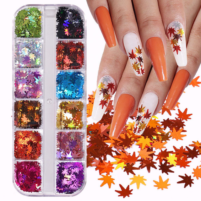 12 Grid/Set Holographic Nail Glitter Sequins Sparkly 3D Thin Butterfly Decor Nail Art Stick on Nails view 2