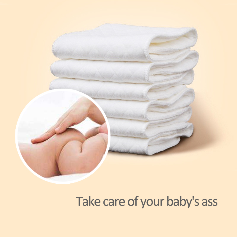8Pcs New Reusable Baby Diapers Cloth Diaper Inserts 3 Layer Insert 100% Cotton Washable Baby Care