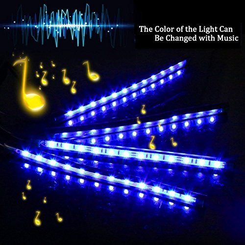 4Pcs Car Atmosphere Lamp Voice Control 9 LED Strip Lights Auto Car Decoration Light  Music Light