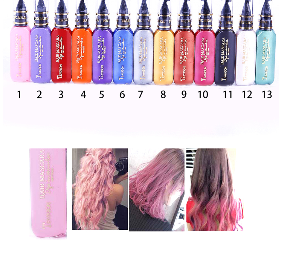 One-off Hair Color Dye Temporary Non-toxic DIY Hair Color Mascara Washable One-time Hair Dye Crayons